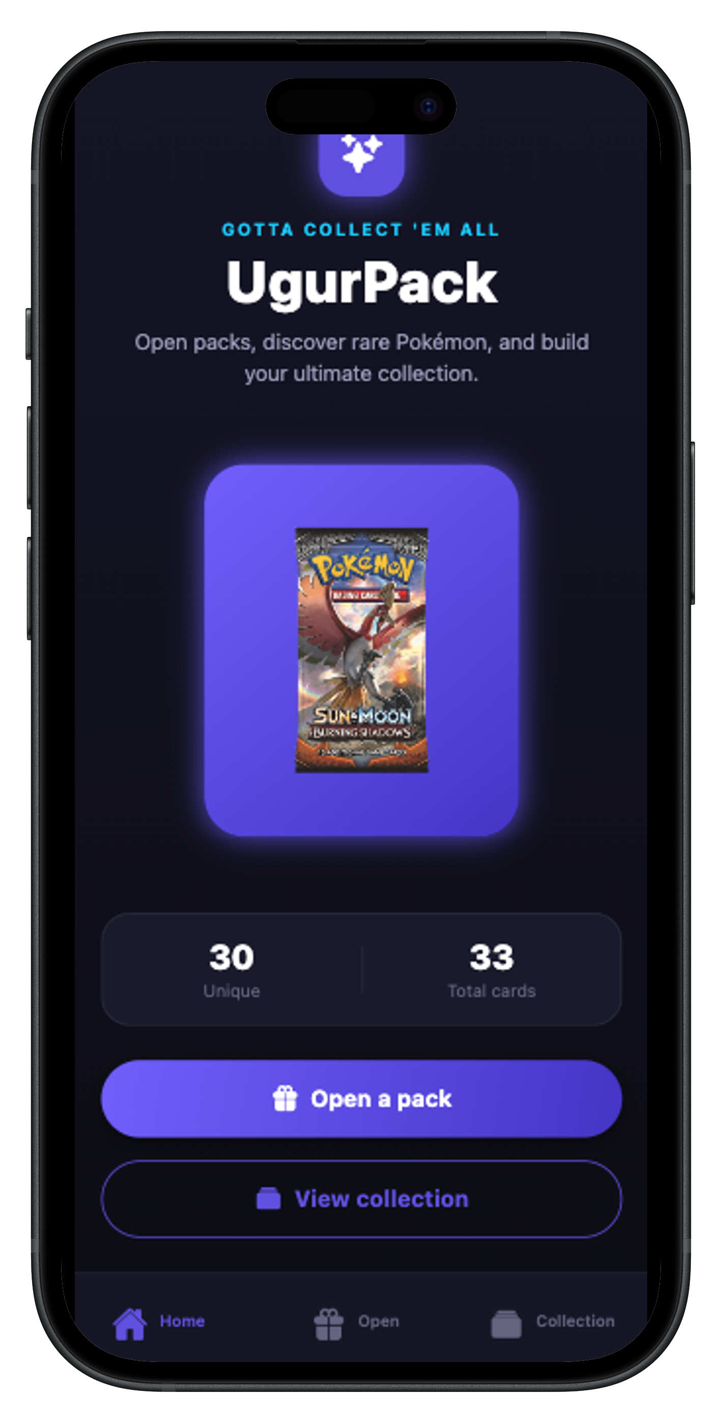 Willkommensbildschirm der UgurPack-App